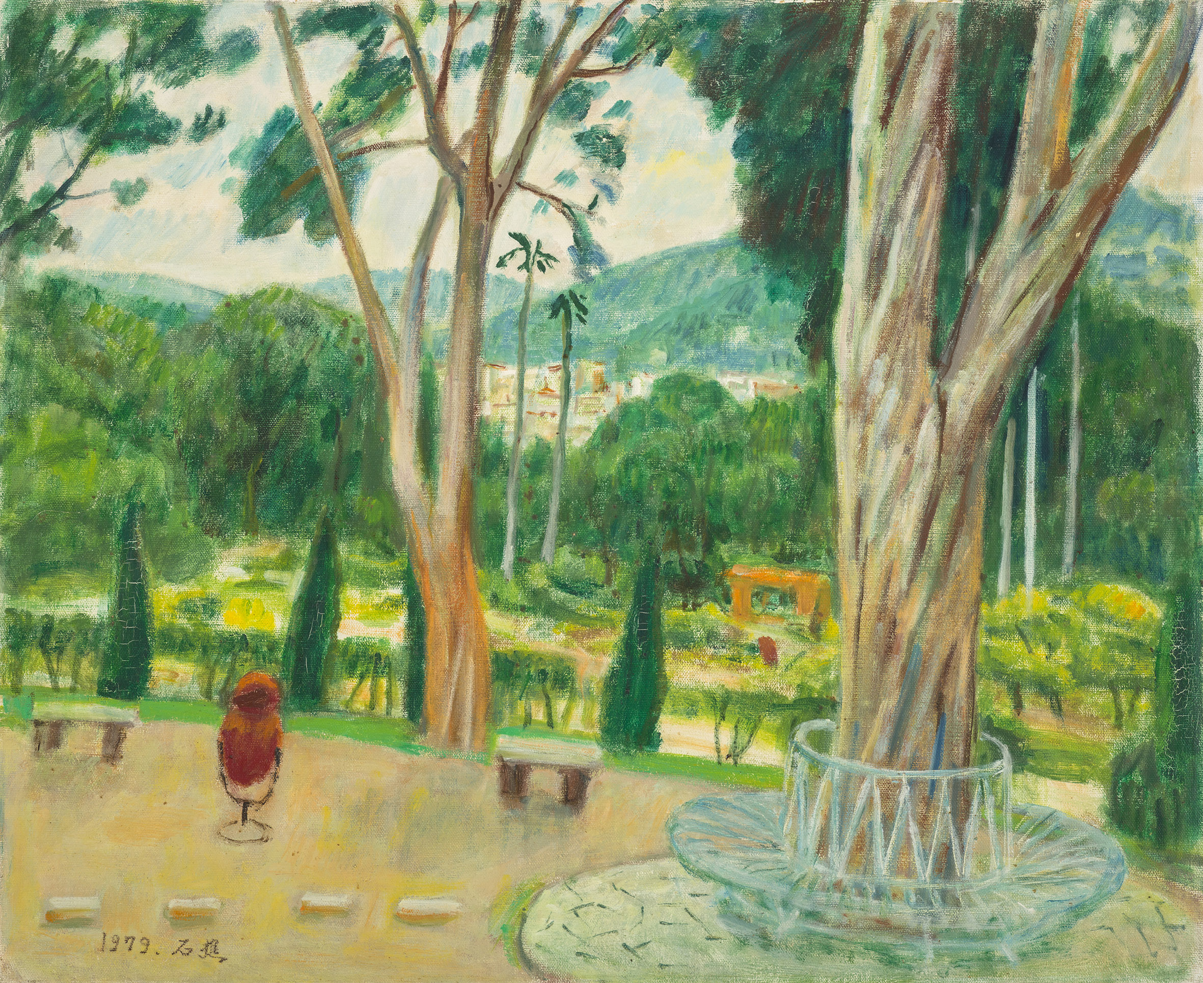 李石憔_北投公園_1979_油彩畫布_50.2×60.9cm (12F)_小