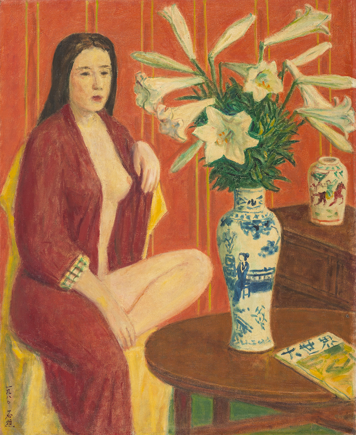 李石樵_白百合花與浴女_1980_油彩畫布_65×53cm (15F)_小